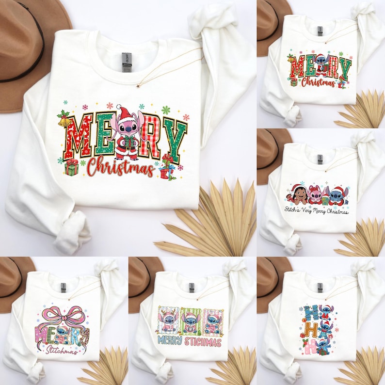Personalized Disney Stitch Merry Christmas Shirt, Stitchmas Friends Graphic Tee, Cute Matching Top, Stitchmas Family Matching Sweatshirt Top