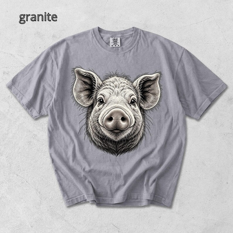 Pig Head T-Shirt, Piglet TShirt, Comfort Colors Tee