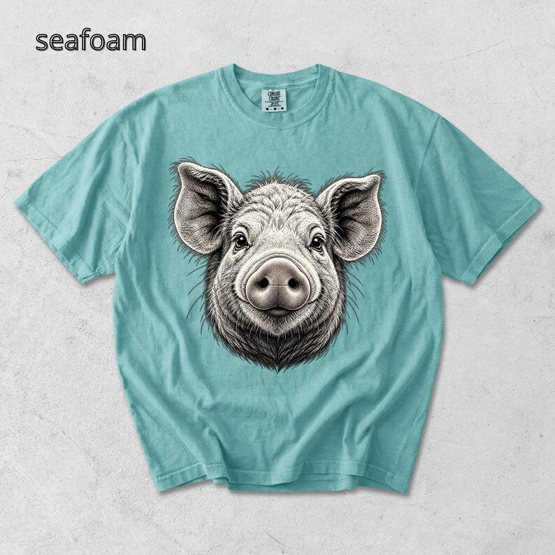 Pig Head T-Shirt, Piglet TShirt, Comfort Colors Tee
