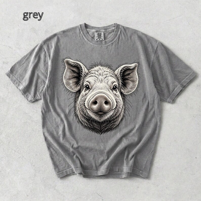 Pig Head T-Shirt, Piglet TShirt, Comfort Colors Tee