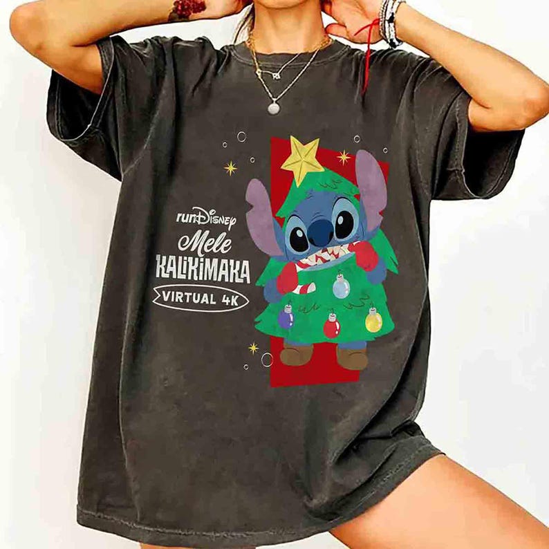 runDisney Virtual 12Ks of Christmas Challenge Shirt, Lilo & Stitch WDW Running Xmas 2026 Shirt, Dissney Stitch Angel Christmas Runner 4K Tee