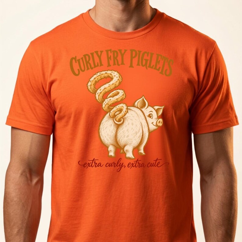 Curly Fry Piglets Shirt, Funny Pig Lover Tee, Cute Farm Animal Shirt, Curly Fries Food Pun Tee, Piglet Graphic Shirt, Farmer Gift Tee