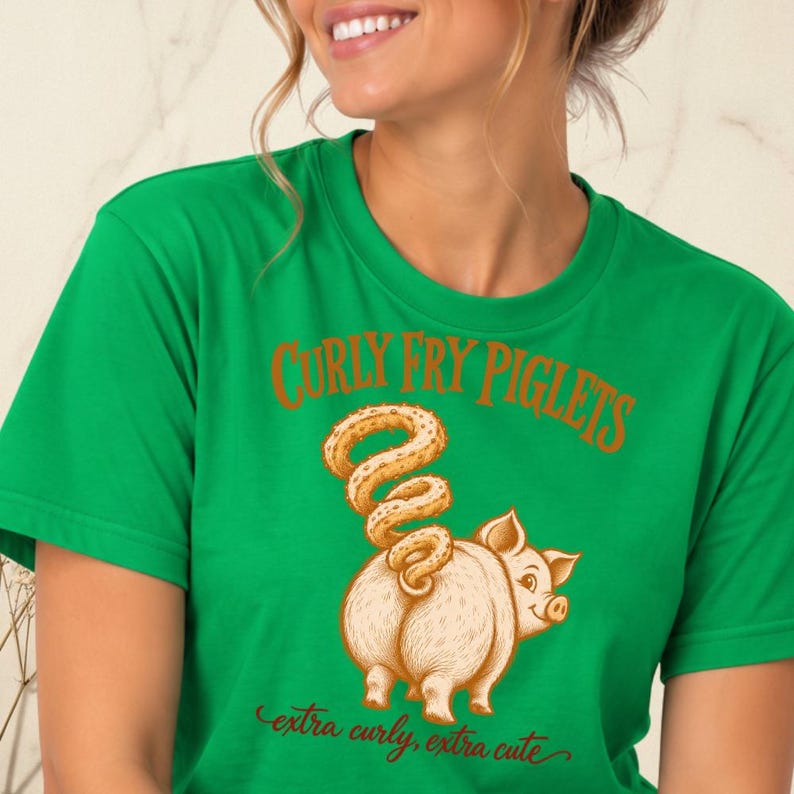 Curly Fry Piglets Shirt, Funny Pig Lover Tee, Cute Farm Animal Shirt, Curly Fries Food Pun Tee, Piglet Graphic Shirt, Farmer Gift Tee