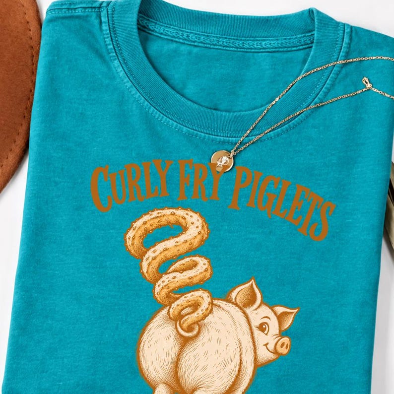 Curly Fry Piglets Shirt, Funny Pig Lover Tee, Cute Farm Animal Shirt, Curly Fries Food Pun Tee, Piglet Graphic Shirt, Farmer Gift Tee