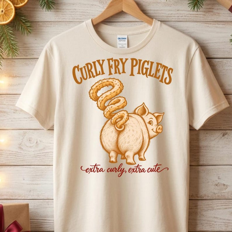 Curly Fry Piglets Shirt, Funny Pig Lover Tee, Cute Farm Animal Shirt, Curly Fries Food Pun Tee, Piglet Graphic Shirt, Farmer Gift Tee