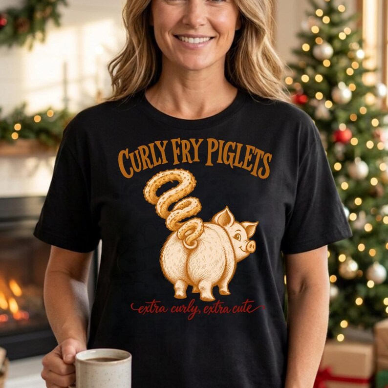 Curly Fry Piglets Shirt, Funny Pig Lover Tee, Cute Farm Animal Shirt, Curly Fries Food Pun Tee, Piglet Graphic Shirt, Farmer Gift Tee