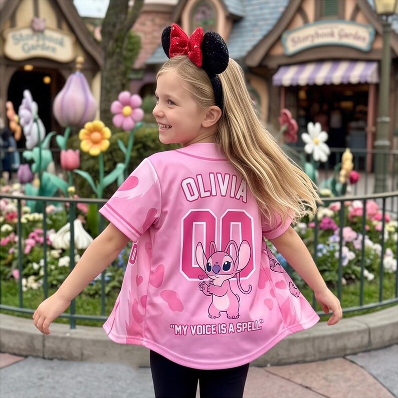 Disney Lilo Stitch Baseball Jersey Couple, Stitch & Angel Custom Jersey, Personalized Disney Baseball Shirt, Family Character Jersey