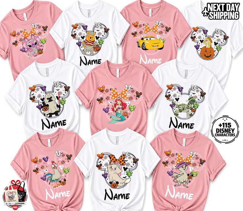 Personalized Disney Halloween Shirt, 115+ Character Choices, Family Matching Tee, Mickey Minnie Goofy Pluto 2026