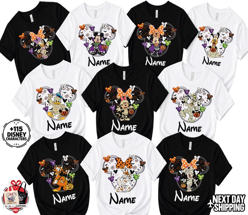 Personalized Disney Halloween Shirt, 115+ Character Choices, Family Matching Tee, Mickey Minnie Goofy Pluto 2026