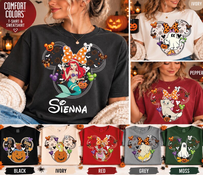 Personalized Disney Halloween Shirt, 115+ Character Choices, Family Matching Tee, Mickey Minnie Goofy Pluto 2026