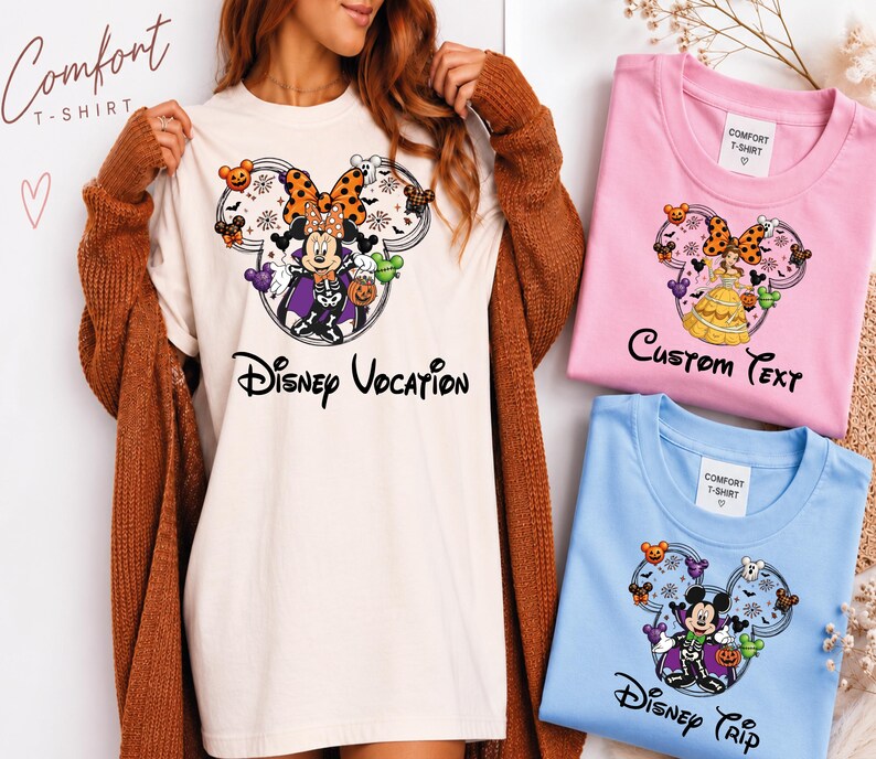 Personalized Disney Halloween Shirt, 115+ Character Choices, Family Matching Tee, Mickey Minnie Goofy Pluto 2026
