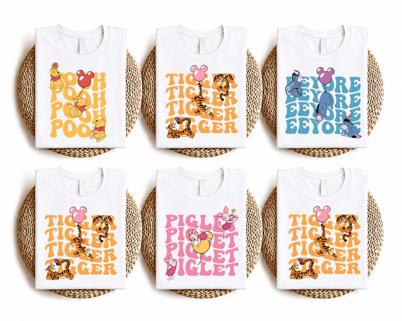Custom Disney Family Trip T-Shirt, Disneyland Paris 26 , Tiger, Piglet, Encore, Pooh, Storybook Magic, Disney World, Toy Story, PIG04