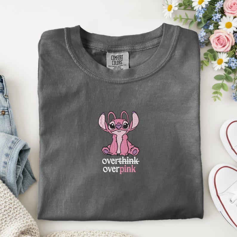 Embroidered Overthink Disney Angel Tank Top, Funny product image 4