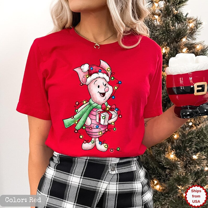 Winnie the Pooh Characters Christmas Shirt,The Pooh Eeyore Tigger Piglet Family Matching Christmas Tee,Disney Christmas Party Shirt,Xmas Tee
