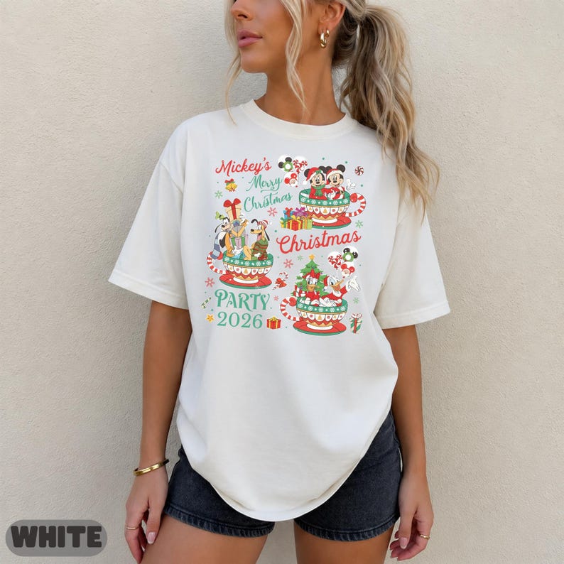 Disney Christmas Party 2026 Shirt, Teacup Mickey Friends Graphic Tee, Cute Matching Top, Teacup Party Family Gift Matching Sweatshirt Top