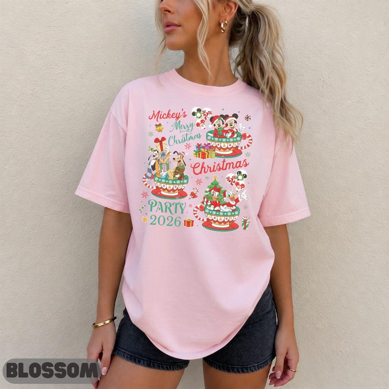 Disney Christmas Party 2026 Shirt, Teacup Mickey Friends Graphic Tee, Cute Matching Top, Teacup Party Family Gift Matching Sweatshirt Top