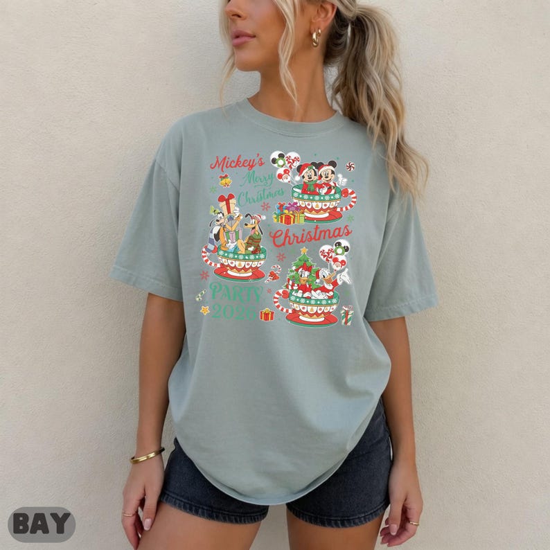 Disney Christmas Party 2026 Shirt, Teacup Mickey Friends Graphic Tee, Cute Matching Top, Teacup Party Family Gift Matching Sweatshirt Top