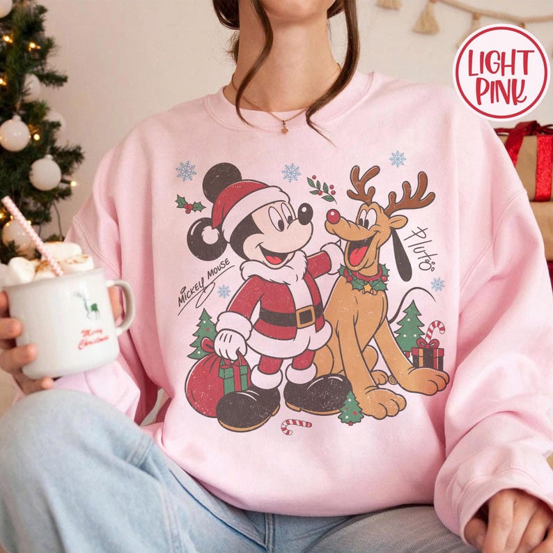 Retro Mickey And Pluto Christmas Shirt, Comfort Colors Santa Mickey Design Tee, Mickey Very Merry Christmas Party 2026 Shirt, DisneyLand Tee