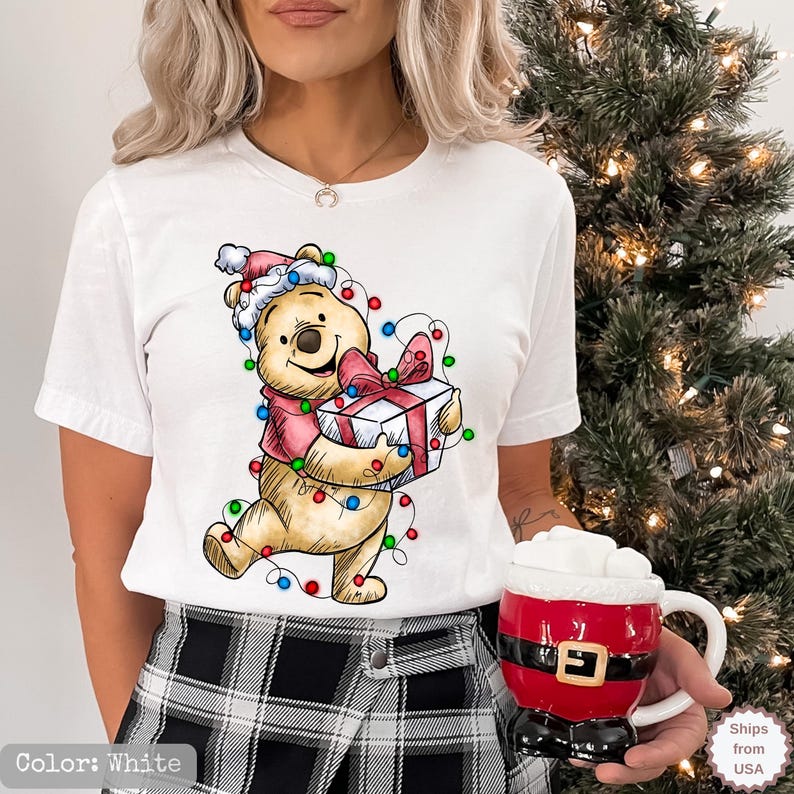 Winnie the Pooh Characters Christmas Shirt,The Pooh Eeyore Tigger Piglet Family Matching Christmas Tee,Disney Christmas Party Shirt,Xmas Tee