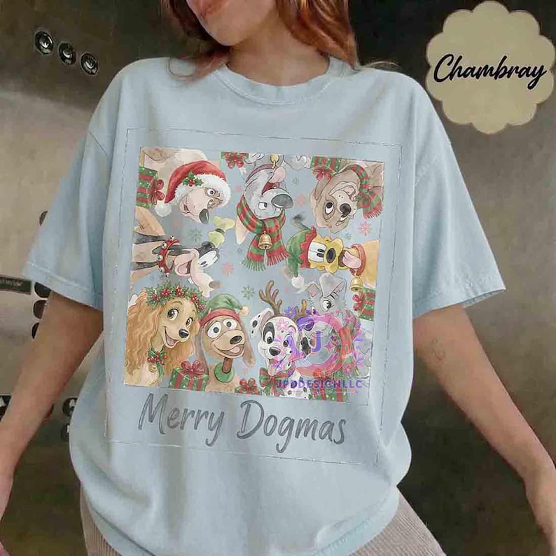 Comfort Colors Disney Dogs Merry Dogmas T-shirt, Pluto Disney Puppy Christmas Tee, Disney Pet Lovers Shirt, Lady Tramp Xmas, Family Gifts