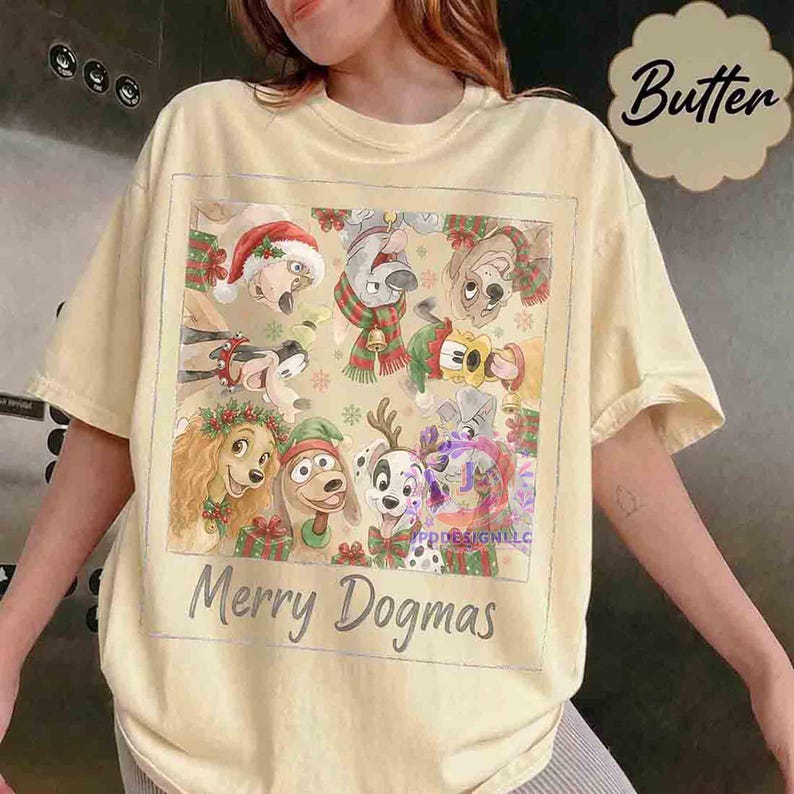 Comfort Colors Disney Dogs Merry Dogmas T-shirt, Pluto Disney Puppy Christmas Tee, Disney Pet Lovers Shirt, Lady Tramp Xmas, Family Gifts