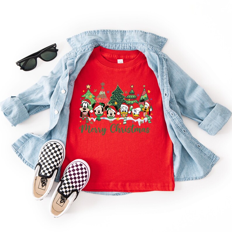 Christmas Shirt Toddler Kids Xmas Baby Bodysuit Youth Sweatshirt Donald Holiday Gift Mickey Friends Winter Trees Merry Tees Goofy Pluto Tops