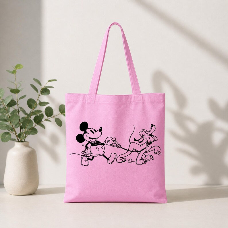 Mickey and Pluto Dog Walking Shirt, Comfort Colors Disney Tee, Classic Cartoon Graphic T-Shirt, Unisex Theme Park Outfit, Dog Lover Gift