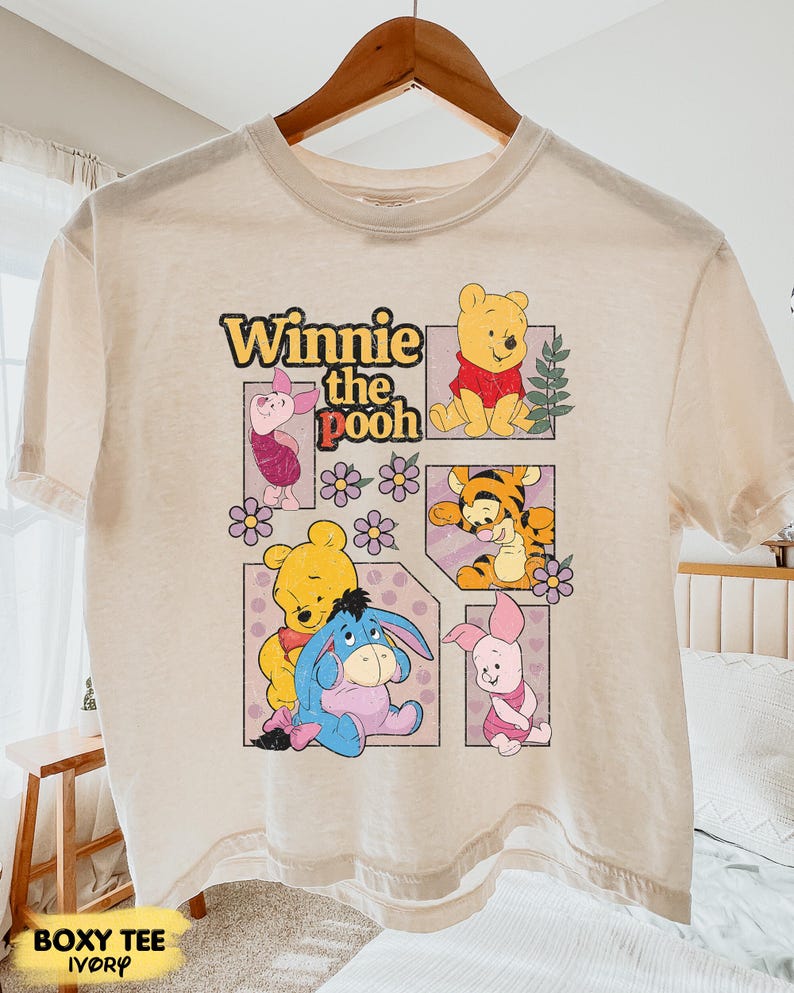 Vintage Pooh Boxy Tee, Pooh Bear Shirt, Magic Kingdom Family Vacation 2026 T-Shirt, WDW Disneyland Trip Shirt
