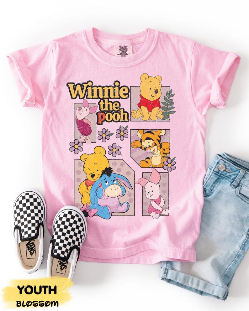 Vintage Pooh Boxy Tee, Pooh Bear Shirt, Magic Kingdom Family Vacation 2026 T-Shirt, WDW Disneyland Trip Shirt