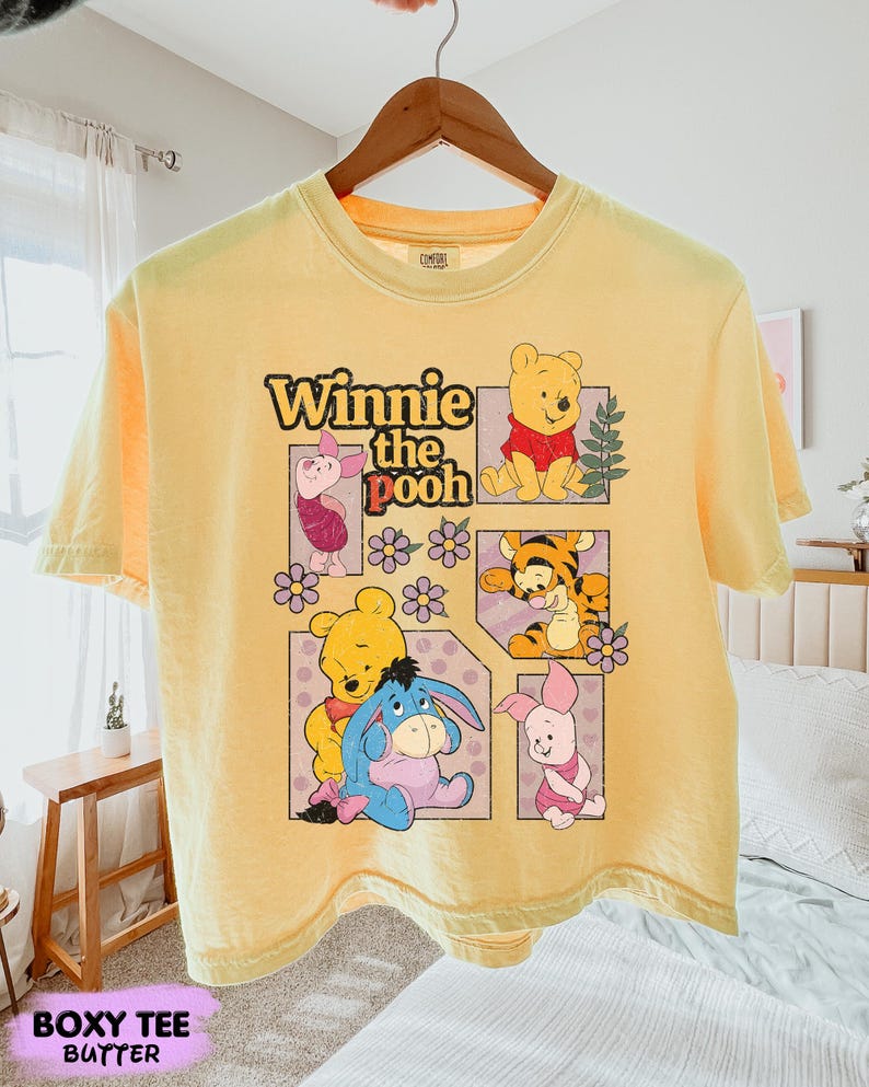 Vintage Pooh Boxy Tee, Pooh Bear Shirt, Magic Kingdom Family Vacation 2026 T-Shirt, WDW Disneyland Trip Shirt