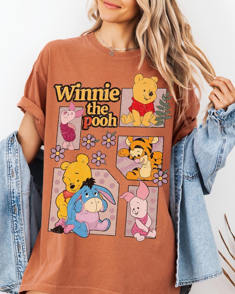Vintage Pooh Boxy Tee, Pooh Bear Shirt, Magic Kingdom Family Vacation 2026 T-Shirt, WDW Disneyland Trip Shirt