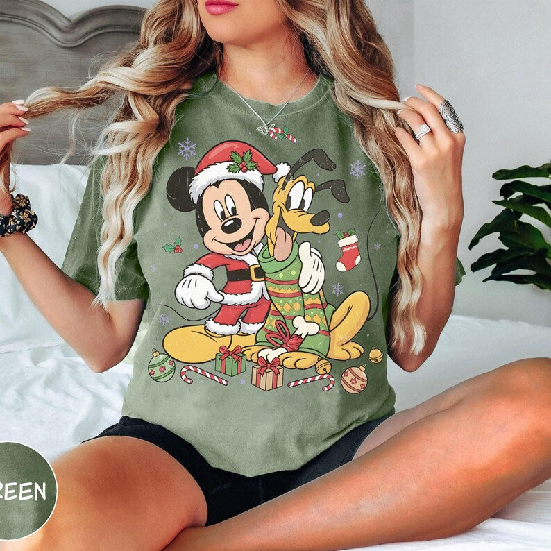 Mickey Pluto Christmas Shirt, Retro Disney Best Friends Holiday Shirt, Disneyland Family Matching Christmas Vacation Trip Shirt 2026