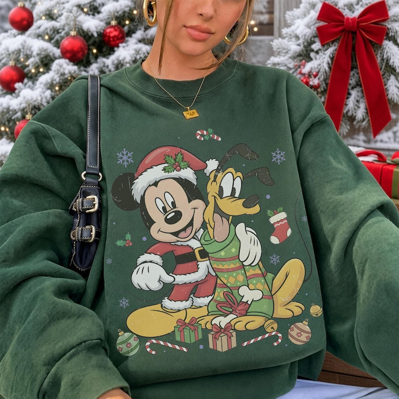 Mickey Pluto Christmas Shirt, Retro Disney Best Friends Holiday Shirt, Disneyland Family Matching Christmas Vacation Trip Shirt 2026