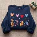 Winnie the Pooh Christmas Sweatshirt, Tigger Piglet Eeyore Mickey Balloons Holiday Embroidered Shirt, Disney Pooh Bear Xmas Crewneck Gifts