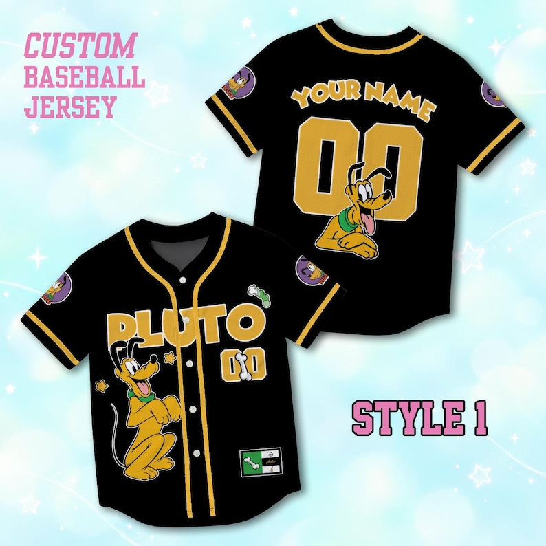 Custom Pluto Baseball Jersey, Personalized Dog Lover Disney Trip Shirt, Matching Family Baseball Shirt, Birthday Gift Men Women