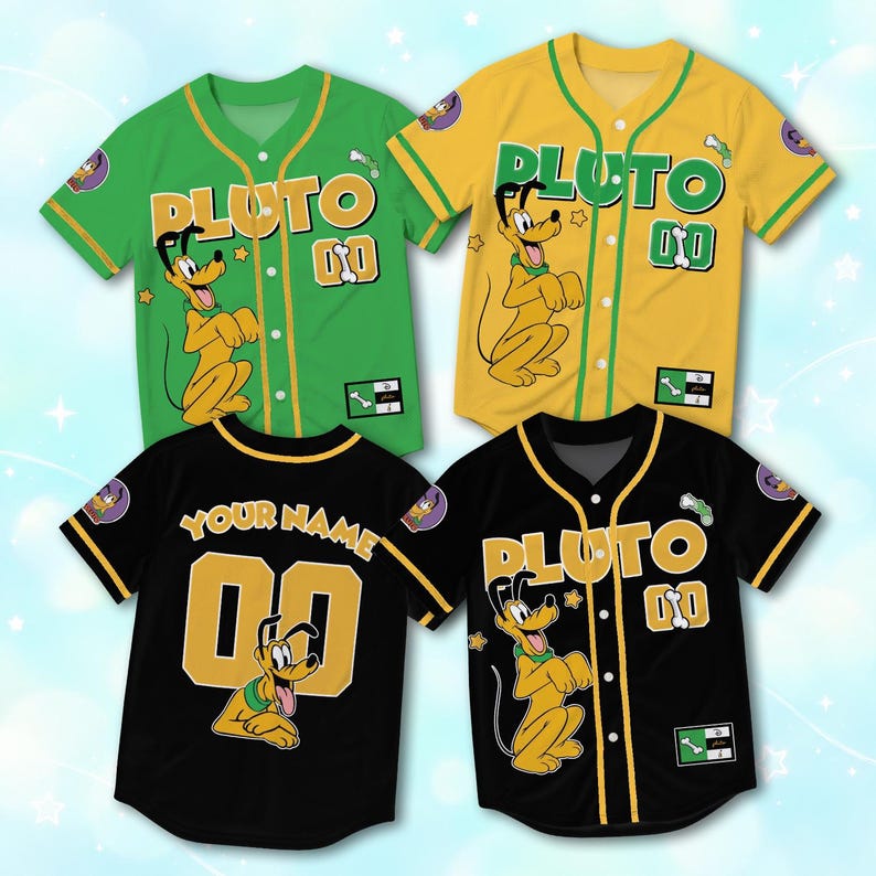 Custom Pluto Baseball Jersey, Personalized Dog Lover Disney Trip Shirt, Matching Family Baseball Shirt, Birthday Gift Men Women