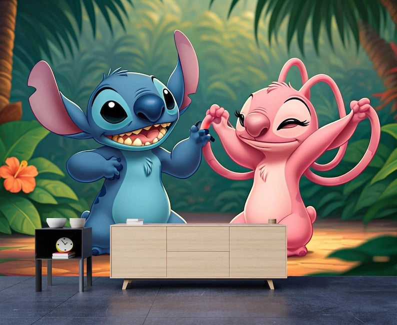 Stitch and Angel Wallpaper,Kids Room Wall Mural