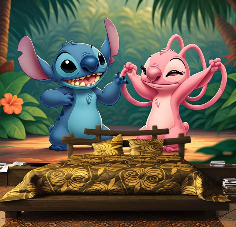Stitch and Angel Wallpaper,Kids Room Wall Mural