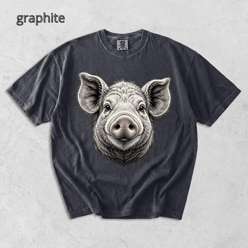 Pig Head T-Shirt, Piglet TShirt, Comfort Colors Tee