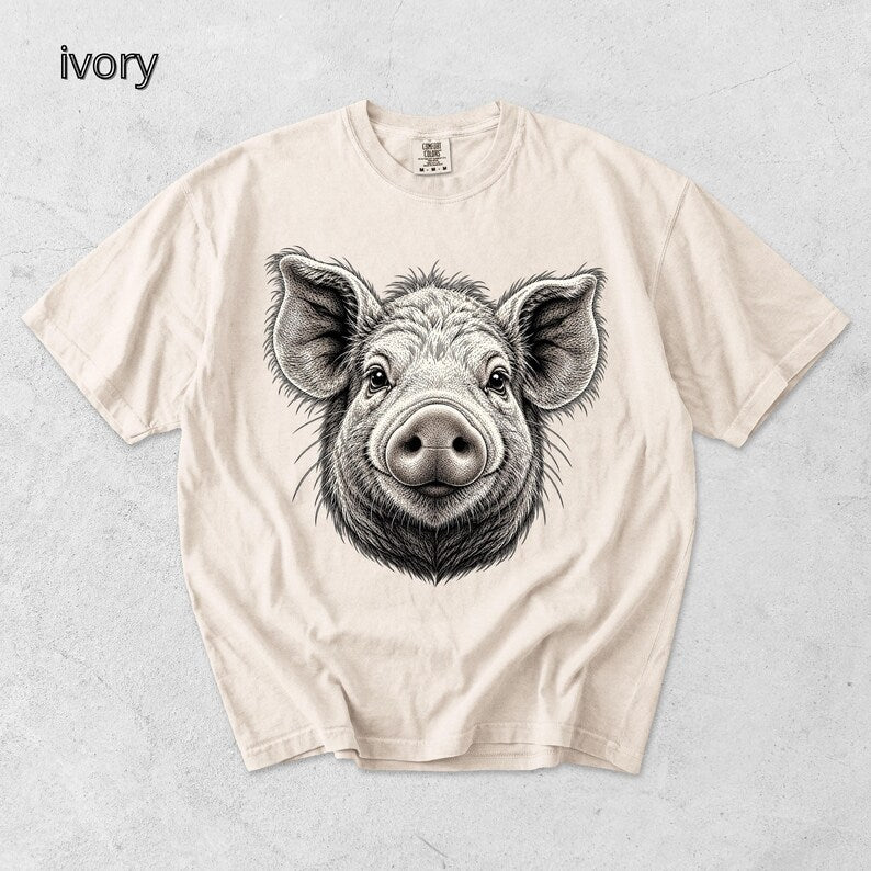 Pig Head T-Shirt, Piglet TShirt, Comfort Colors Tee