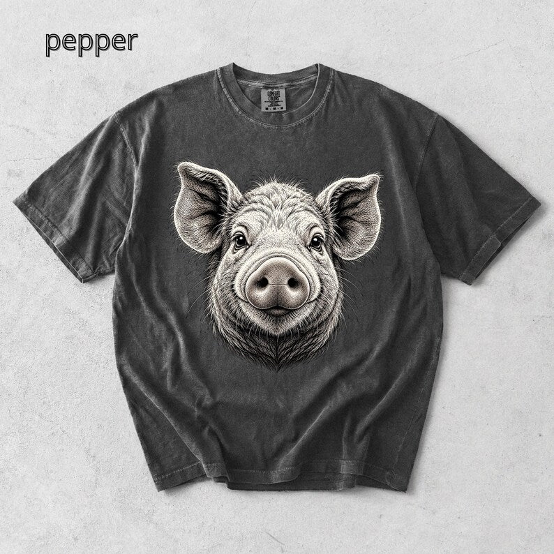 Pig Head T-Shirt, Piglet TShirt, Comfort Colors Tee