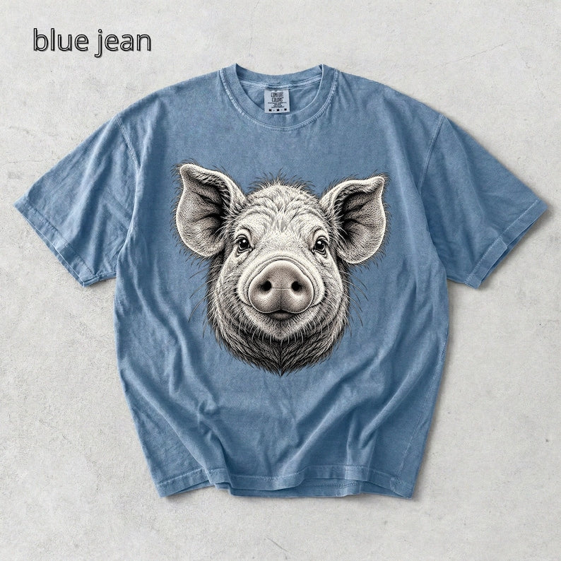 Pig Head T-Shirt, Piglet TShirt, Comfort Colors Tee