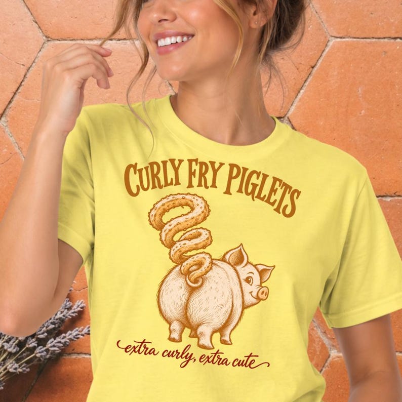 Curly Fry Piglets Shirt, Funny Pig Lover Tee, Cute Farm Animal Shirt, Curly Fries Food Pun Tee, Piglet Graphic Shirt, Farmer Gift Tee