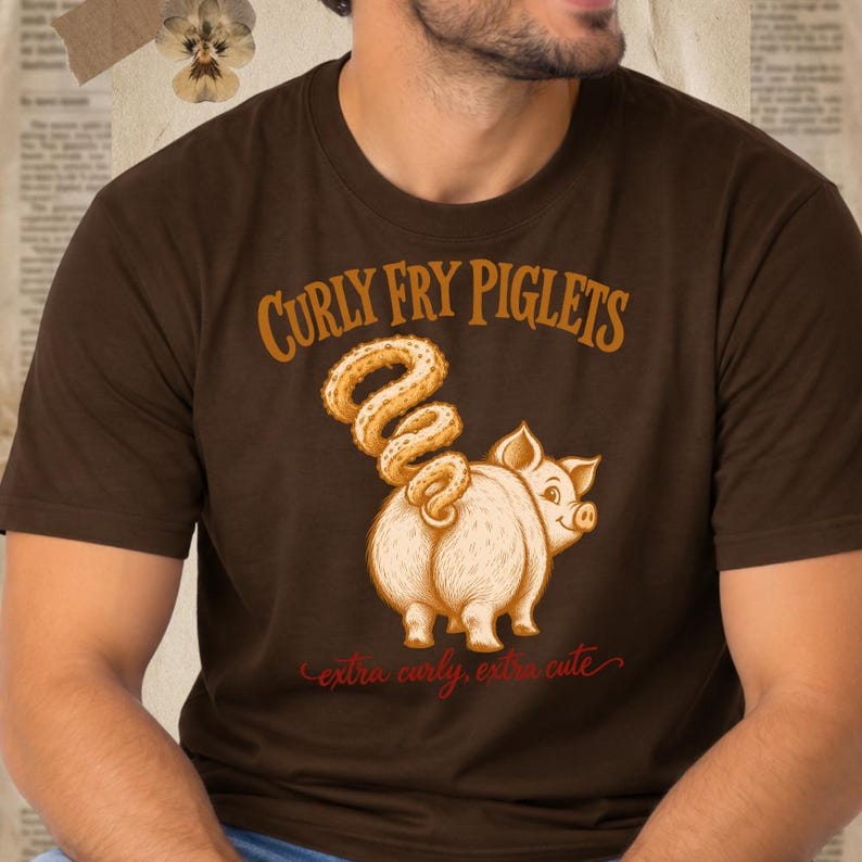 Curly Fry Piglets Shirt, Funny Pig Lover Tee, Cute Farm Animal Shirt, Curly Fries Food Pun Tee, Piglet Graphic Shirt, Farmer Gift Tee