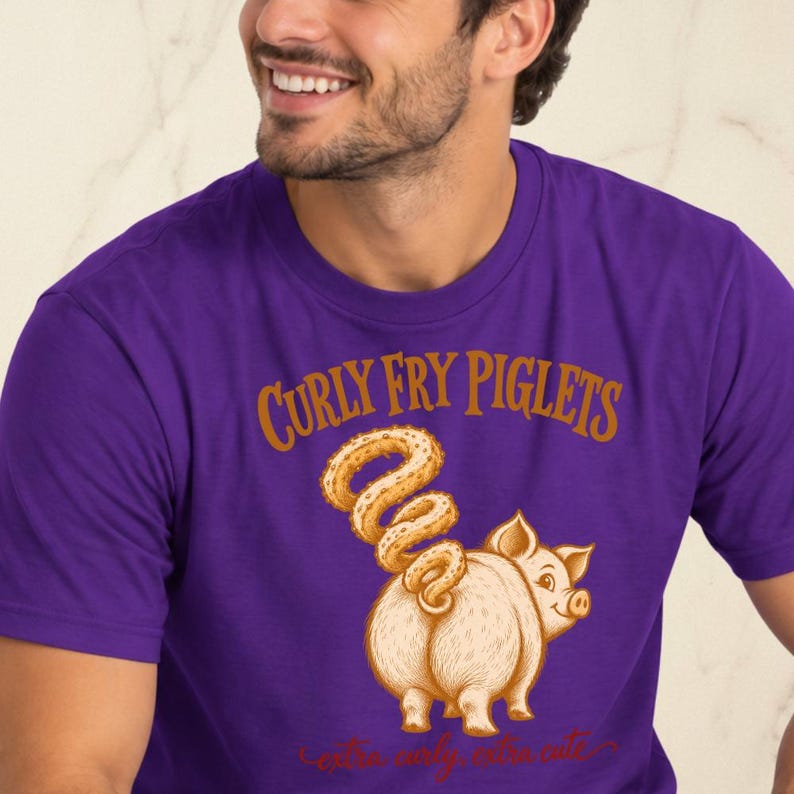 Curly Fry Piglets Shirt, Funny Pig Lover Tee, Cute Farm Animal Shirt, Curly Fries Food Pun Tee, Piglet Graphic Shirt, Farmer Gift Tee