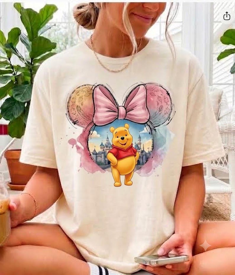 Winnie the Pooh T-Shirt, Retro Disney Castle Shirt, Watercolor Tigger Piglet Eeyore Tee, Magical Kingdom Apparel, Cute Cartoon Matching Top