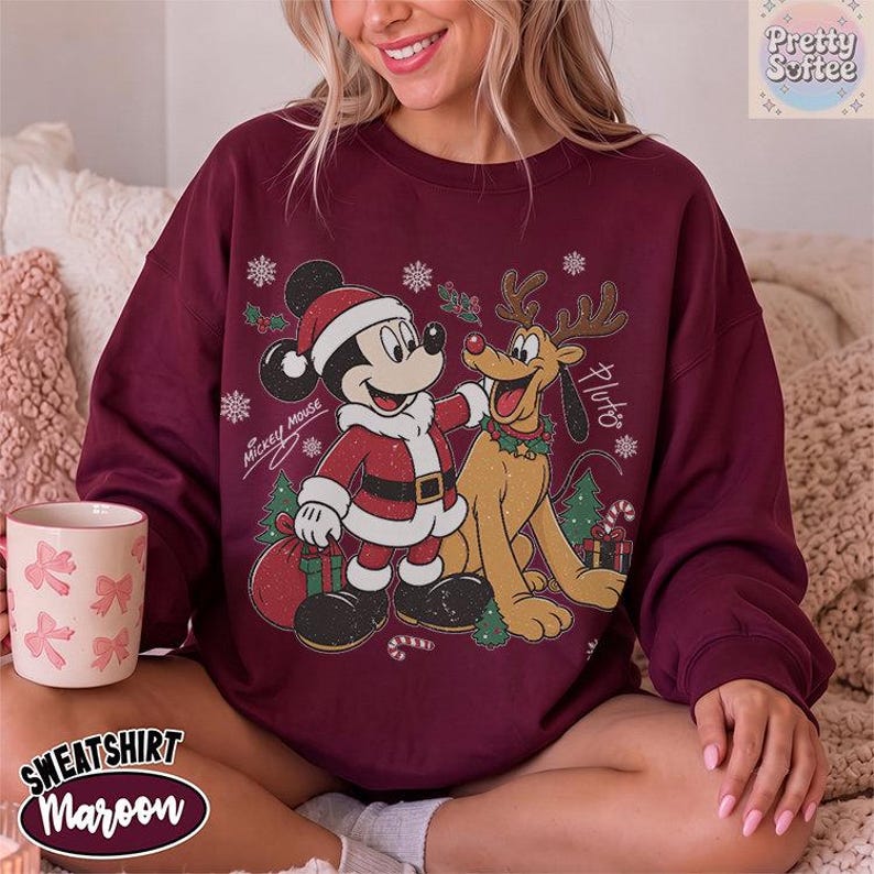 Retro Mickey And Pluto Christmas Shirt, Comfort Colors Santa Mickey Design Tee, Mickey Very Merry Christmas Party 2026 Shirt, DisneyLand Tee