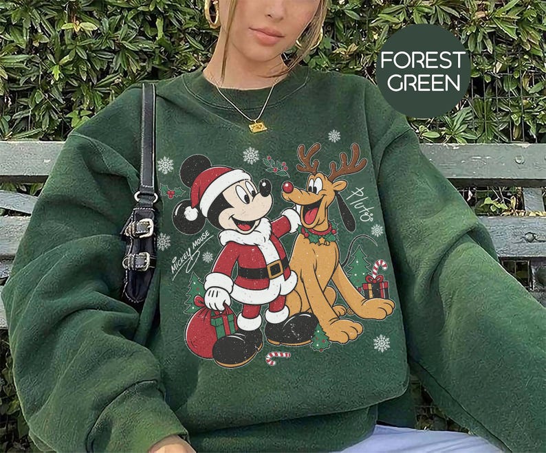 Retro Mickey And Pluto Christmas Shirt, Comfort Colors Santa Mickey Design Tee, Mickey Very Merry Christmas Party 2026 Shirt, DisneyLand Tee