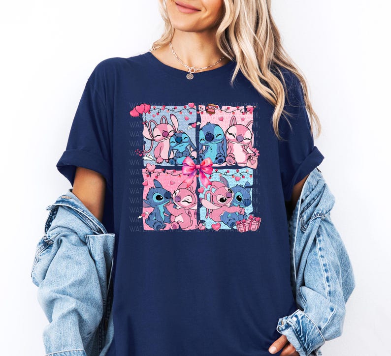 Disney Valentines Sweatshirt Stitch And Angel Shirt Valentines Disney Shirt Disney Matching Couples Valentine's Sweatshirt Gift For Couple