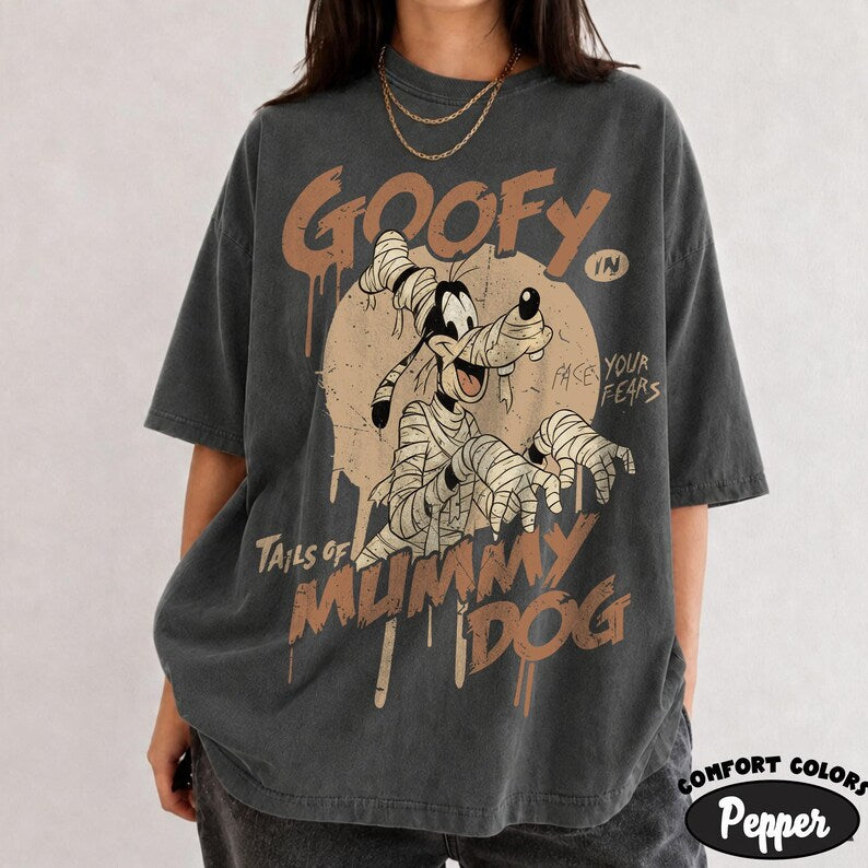 Tails of Mummy Mouse Disney Halloween Shirt, Comfort Colors Mickey Minnie Daisy Donald Goofy Pluto Mummy Tee, Retro Spooky Family Vacation